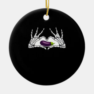 Aubergine Classic - Skelet Handen Hart Keramisch Ornament