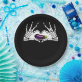 Aubergine Classic - Skelet Handen Hart Papieren Bordje (Feest)