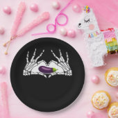 Aubergine Classic - Skelet Handen Hart Papieren Bordje (Feest)