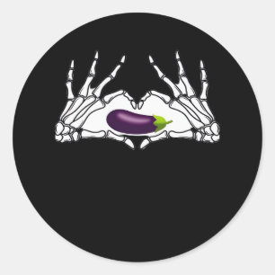 Aubergine Classic - Skelet Handen Hart Ronde Sticker