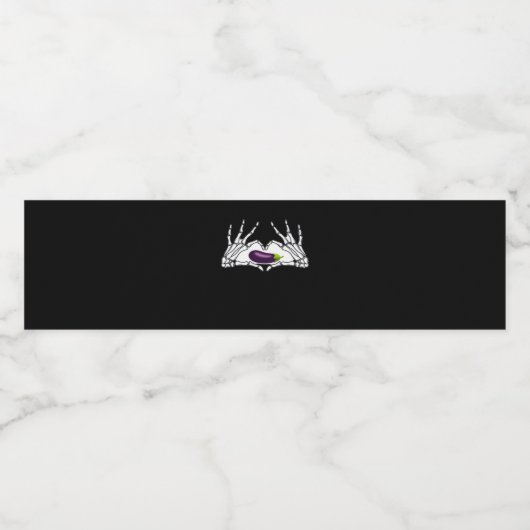Aubergine Classic - Skelet Handen Hart Waterfles Etiket (Enkel label)