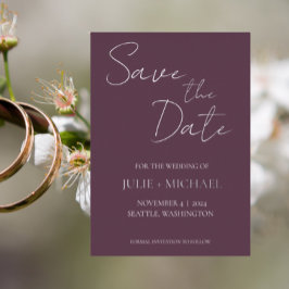 Aubergine eenvoudige stijl bruiloft opslaan van de folie uitnodiging