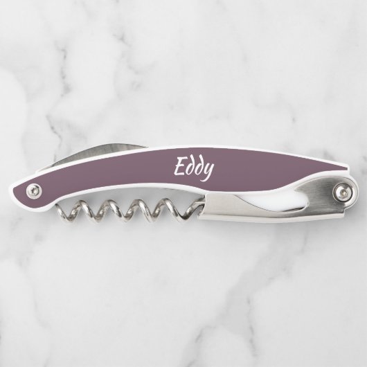 Aubergine gepersonaliseerde bruiloft beste man kurkentrekker (Achterkant)