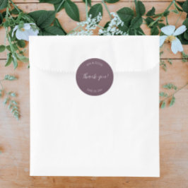 Aubergine gestileerde bruiloft dank u ronde sticker