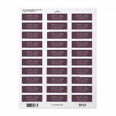 Aubergine gestileerde namen bruiloft retour adres etiket (Full Sheet)
