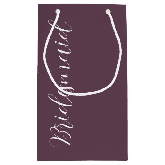 Aubergine gestileerde script bruiloft bruidsmeisje klein cadeauzakje (Achterkant)