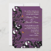 Aubergine Goud Metallic Butterfly Swirl Wedding Kaart (Voorkant)