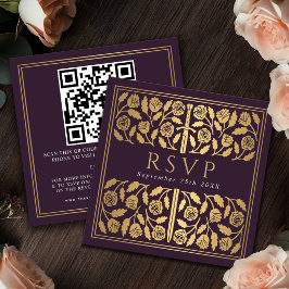 Aubergine Gouden Zwaard Koninklijke Trouw RSVP QR  Informatiekaartje