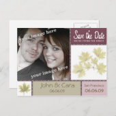 Aubergine Herfstbloem Save the Date Briefkaart (Voorkant / Achterkant)