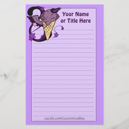 Aubergine Ice Cream Stationery Briefpapier (Voorkant)