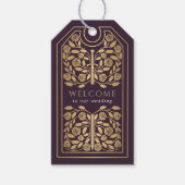 Aubergine Koninklijk Middeleeuws Gouden Zwaard Huw Cadeaulabel (Voorkant)