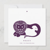 Aubergine Lion and Lamb Flat Holiday Kaart (Voorkant)
