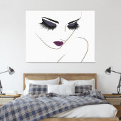 Aubergine lippen lange wimpers Lash Extension Canvas Afdruk (Insitu (Slaapkamer))