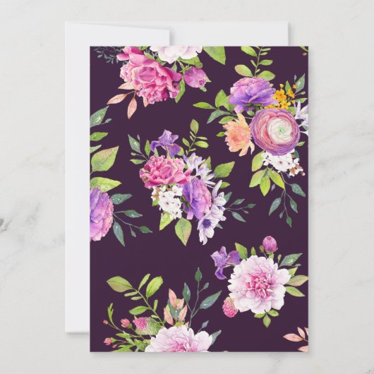 Aubergine Mulberry Crest Trouwdag Kaart (Achterkant)