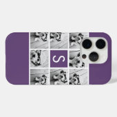 Aubergine Paars en Wit Foto Collage Monogram Case-Mate iPhone Case (Achterkant (horizontaal))