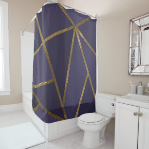 Aubergine Paars Goud Brons Geometrisch Glam Chic Douchegordijn