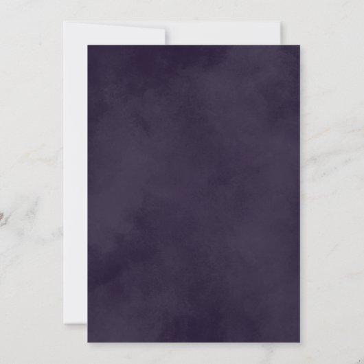 Aubergine Paarse Bloemen Foto Sla Onze Datum Op Aankondiging (Achterkant)