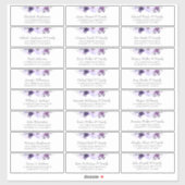 Aubergine paarse bloemen gastennamen Adresetikette Sticker (Vel)