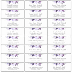 Aubergine paarse bloemen gastennamen Adresetikette Sticker