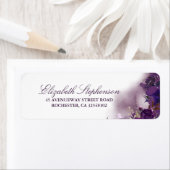 Aubergine Paarse Bloemen Waterverf Etiket (Insitu)