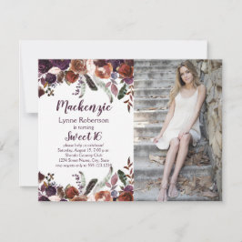 Aubergine Paarse Boter Rum Rozen Foto Sweet 16 Kaart