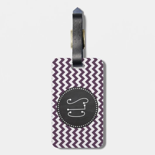 Aubergine Paarse Chevron; Retro schoolbord Bagagelabel (Achterkant verticaal)