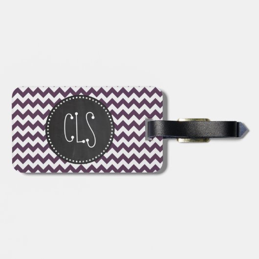 Aubergine Paarse Chevron; Retro schoolbord Bagagelabel (Achterkant horizontaal)
