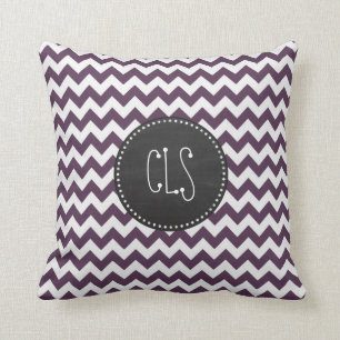 Aubergine Paarse Chevron; Retro schoolbord Kussen