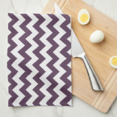 Aubergine Paarse Chevron; zig zag Theedoek (Quarter Fold)