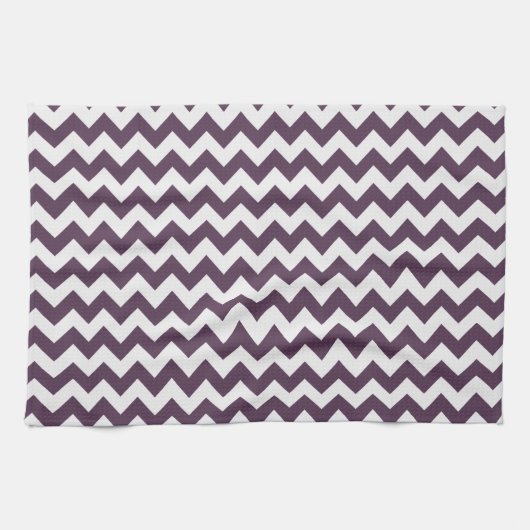 Aubergine Paarse Chevron; zig zag Theedoek (Horizontaal)