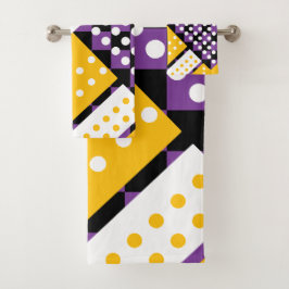 Aubergine paarse en gele chechered bad handdoek