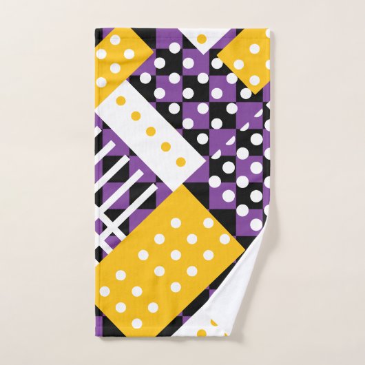 Aubergine paarse en gele chechered bad handdoek (Handdoek)