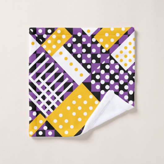 Aubergine paarse en gele chechered bad handdoek (Wasdoekje)