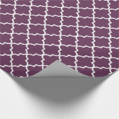 Aubergine Paarse en witte Marokkaanse Quatrefoil Cadeaupapier (Hoek)