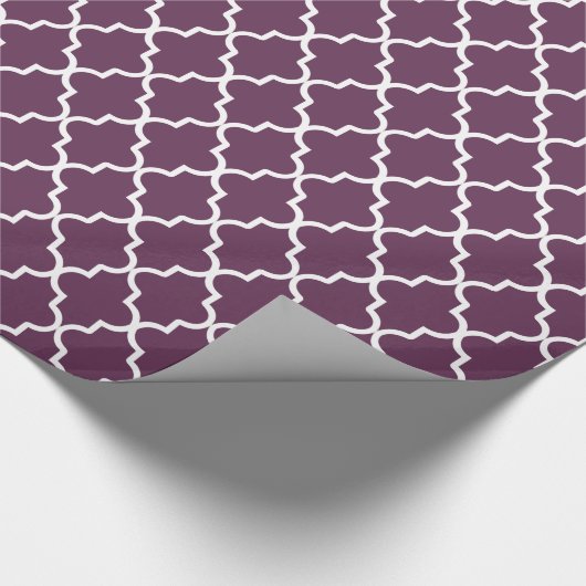 Aubergine Paarse en witte Marokkaanse Quatrefoil Cadeaupapier (Hoek)