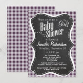 Aubergine Paarse Gingham; Krijtbordlook Kaart (Voorkant / Achterkant)