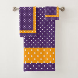 Aubergine Paarse + gouden polka dot Bad Handdoek