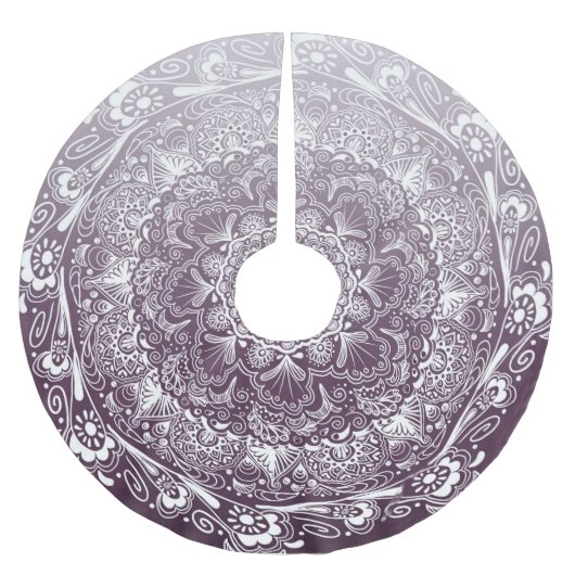 Aubergine paarse kleur fade mandala kerstboom rok (Voorkant)