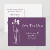  aubergine Paarse metselaar Jar Save the date Aankondigingskaart (Voorkant / Achterkant)