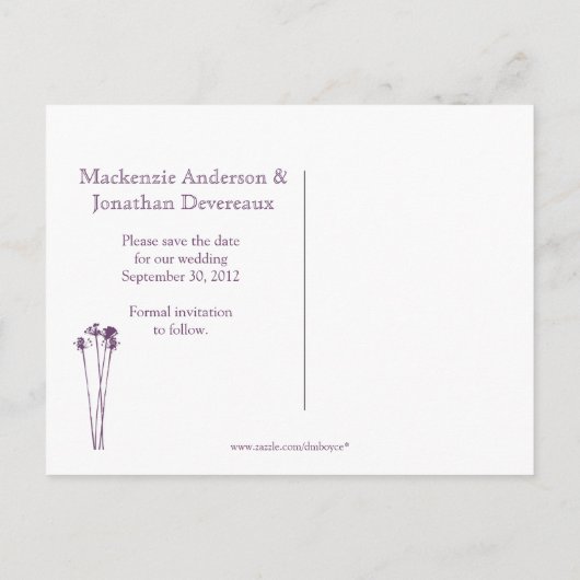  aubergine Paarse metselaar Jar Save the date Aankondigingskaart (Achterkant)