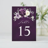 Aubergine Paarse Plum Ivory Witte Tafelnummerkaart Kaart (Staand voorkant)