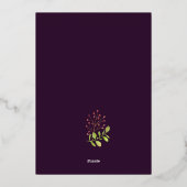 Aubergine Paarse Ranunculus Floral Folie Uitnodiging (Achterkant)