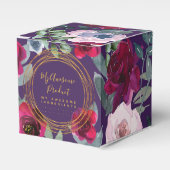 Aubergine Paarse Salie Groene Bloemige Gebrandmerk Bedankdoosjes (Voorkant Zijde)