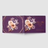 Aubergine Paarse Sinaasappel Bloemen bruiloft Gastenboek (Volledig)