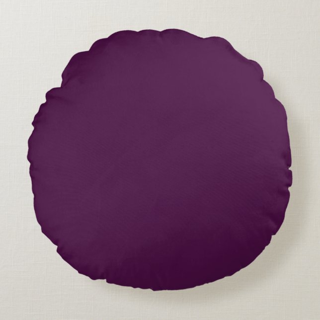 Aubergine Paarse Solid Plain Sierkussen Rond Kussen (Voorkant)
