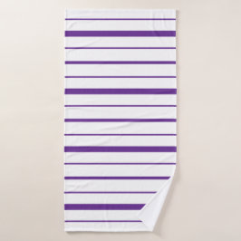Aubergine Paarse Streep Design op Witte Achtergron Badhanddoek