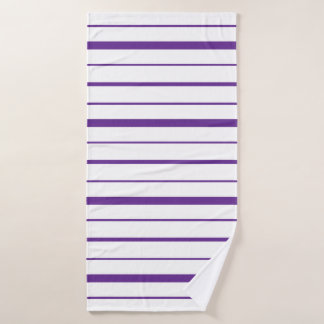 Aubergine Paarse Streep Design op Witte Achtergron Badhanddoek