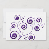 Aubergine Paarse wervelingen Muziek Huwelijksuitno Kaart (Achterkant)