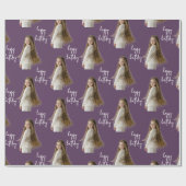 Aubergine Plum & Custom Verjaardag tekst en foto - Cadeaupapier (Vlak)