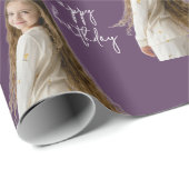 Aubergine Plum & Custom Verjaardag tekst en foto - Cadeaupapier (Rol Hoek)